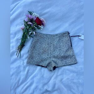 Elegant Black & White Tweed Micro Shorts β Size M